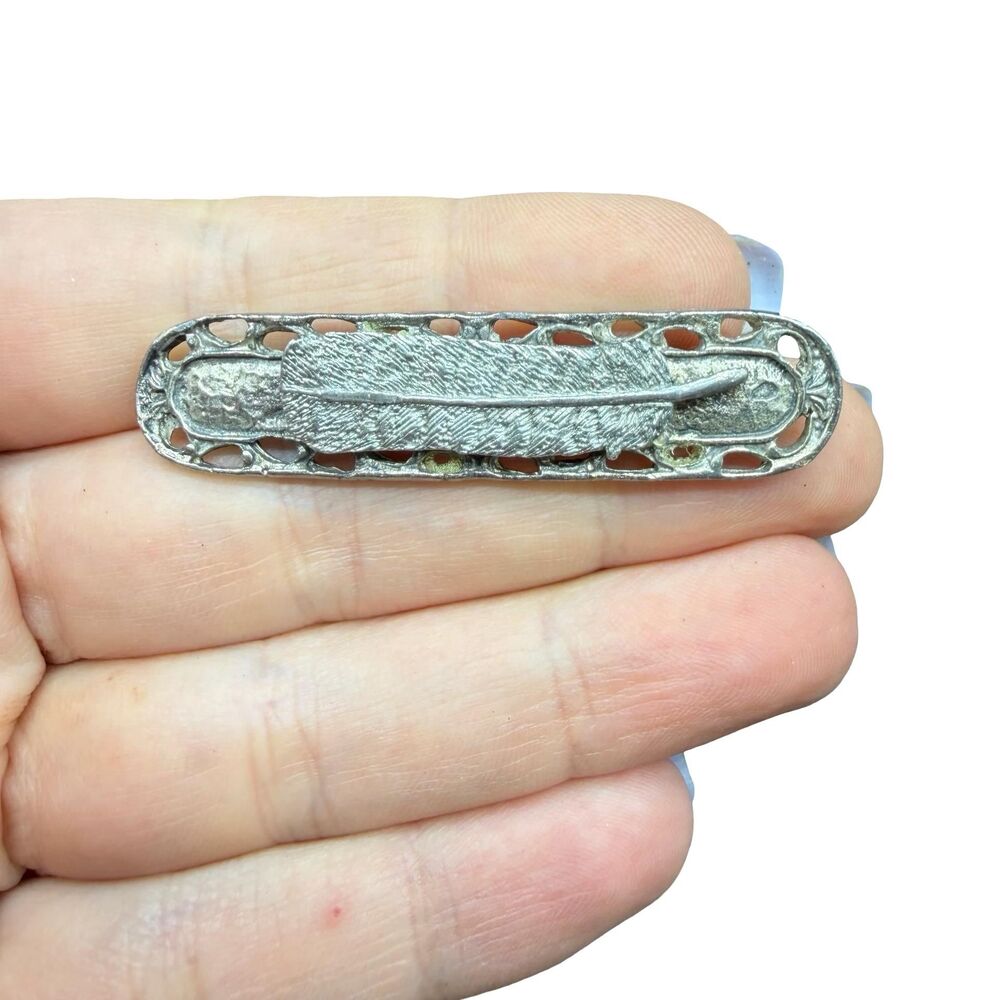 Vintage Jewelry Silver Tone Feather Brooch Pin